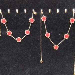 Red Flower Neck & Brac set