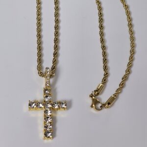 Gold Cross Rhinestone Necklace